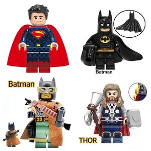 Lot 4 Superhero Brick Block Thor Batman Superman DC Marvel